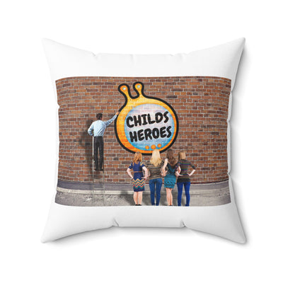 Spun Polyester Square Pillow CHILDS HEROES